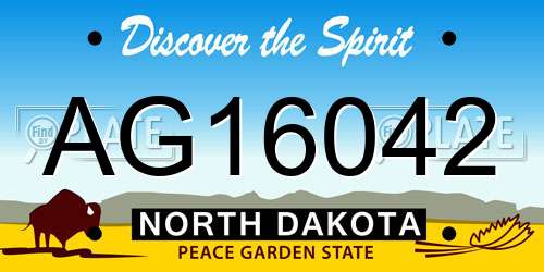 AG16042 North Dakota License Plate