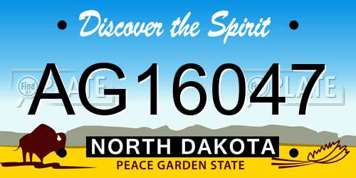 AG16047 North Dakota License Plate