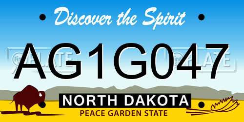 AG1G047 North Dakota License Plate