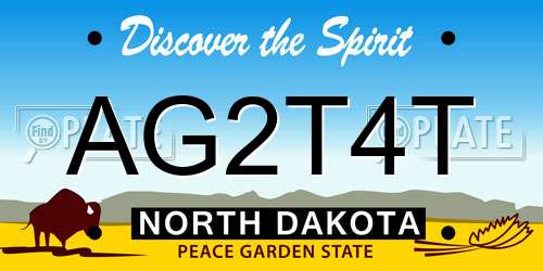 AG2T4T North Dakota License Plate