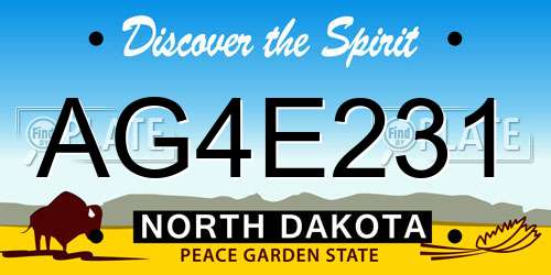 AG4E231 North Dakota License Plate