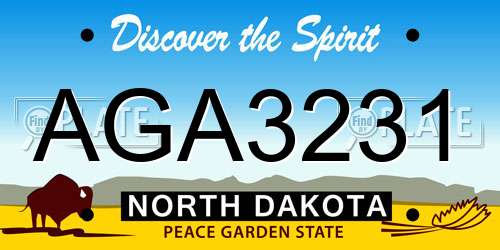 AGA3231 North Dakota License Plate
