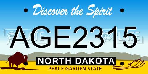 AGE2315 North Dakota License Plate