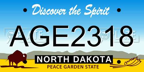 AGE2318 North Dakota License Plate