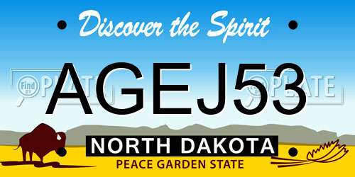 AGEJ53 North Dakota License Plate