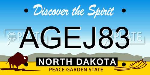 AGEJ83 North Dakota License Plate