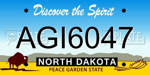 AGI6047 North Dakota License Plate