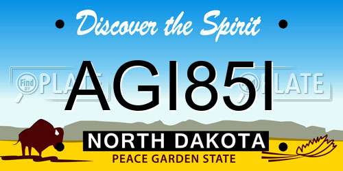 AGI85I North Dakota License Plate