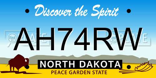 AH74RW North Dakota License Plate