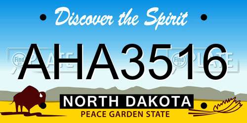 AHA3516 North Dakota License Plate