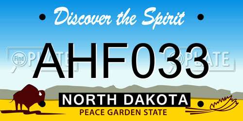 AHF033 North Dakota License Plate