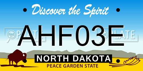 AHF03E North Dakota License Plate