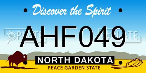 AHF049 North Dakota License Plate