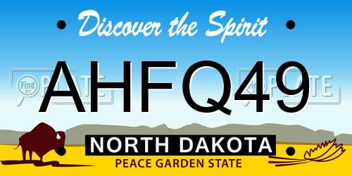 AHFQ49 North Dakota License Plate
