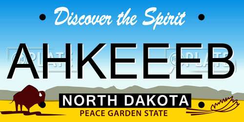 AHKEEEB North Dakota License Plate