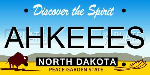 AHKEEES North Dakota License Plate