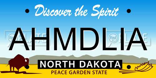 AHMDLIA North Dakota License Plate