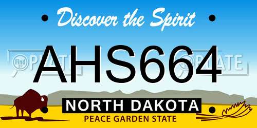 AHS664 North Dakota License Plate