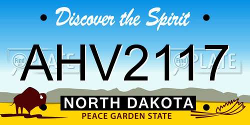 AHV2117 North Dakota License Plate