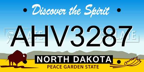 AHV3287 North Dakota License Plate