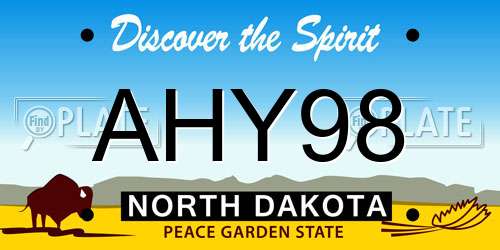 AHY98 North Dakota License Plate