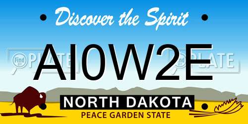 AI0W2E North Dakota License Plate