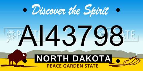 AI43798 North Dakota License Plate
