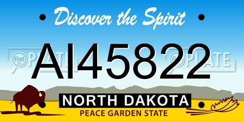 AI45822 North Dakota License Plate