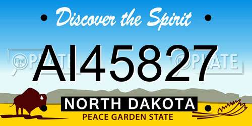 AI45827 North Dakota License Plate