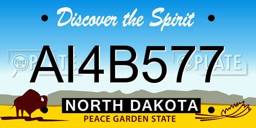 AI4B577 North Dakota License Plate