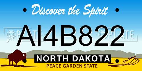 AI4B822 North Dakota License Plate