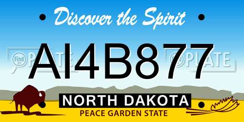 AI4B877 North Dakota License Plate