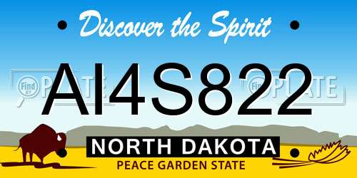 AI4S822 North Dakota License Plate