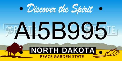 AI5B995 North Dakota License Plate