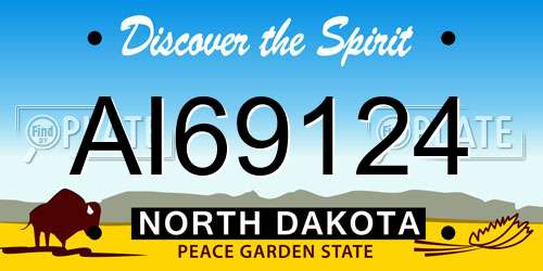 AI69124 North Dakota License Plate
