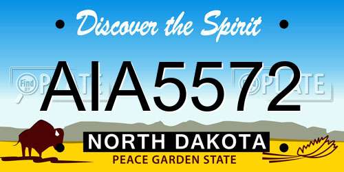 AIA5572 North Dakota License Plate
