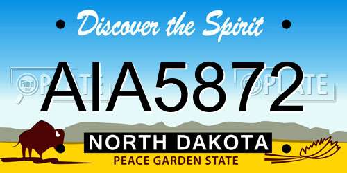 AIA5872 North Dakota License Plate
