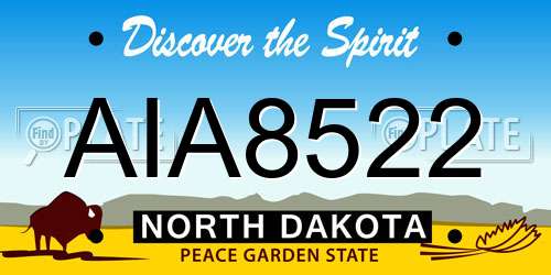 AIA8522 North Dakota License Plate