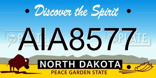 AIA8577 North Dakota License Plate