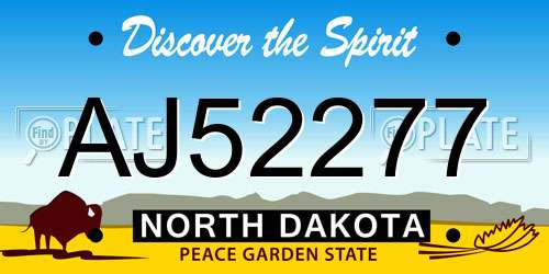 AJ52277 North Dakota License Plate