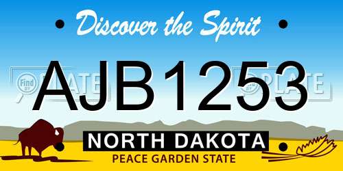 AJB1253 North Dakota License Plate