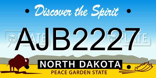 AJB2227 North Dakota License Plate