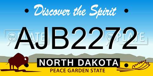 AJB2272 North Dakota License Plate