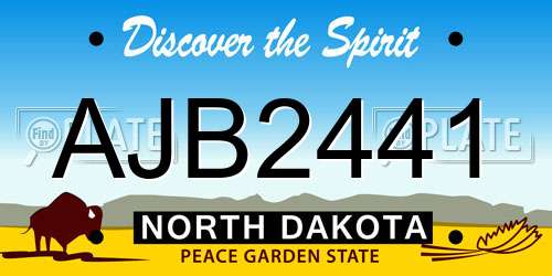 AJB2441 North Dakota License Plate