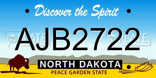 AJB2722 North Dakota License Plate