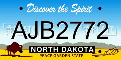 AJB2772 North Dakota License Plate
