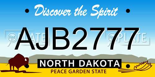 AJB2777 North Dakota License Plate