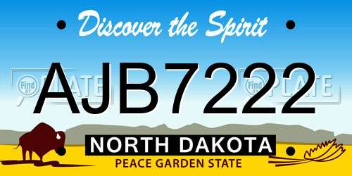 AJB7222 North Dakota License Plate