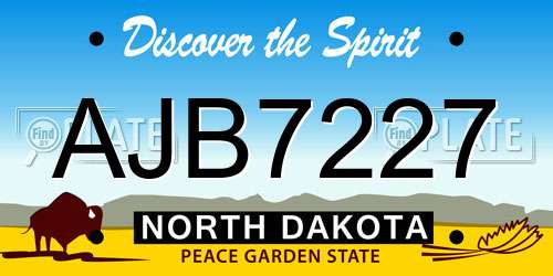 AJB7227 North Dakota License Plate