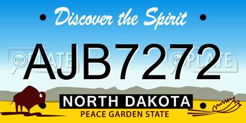 AJB7272 North Dakota License Plate